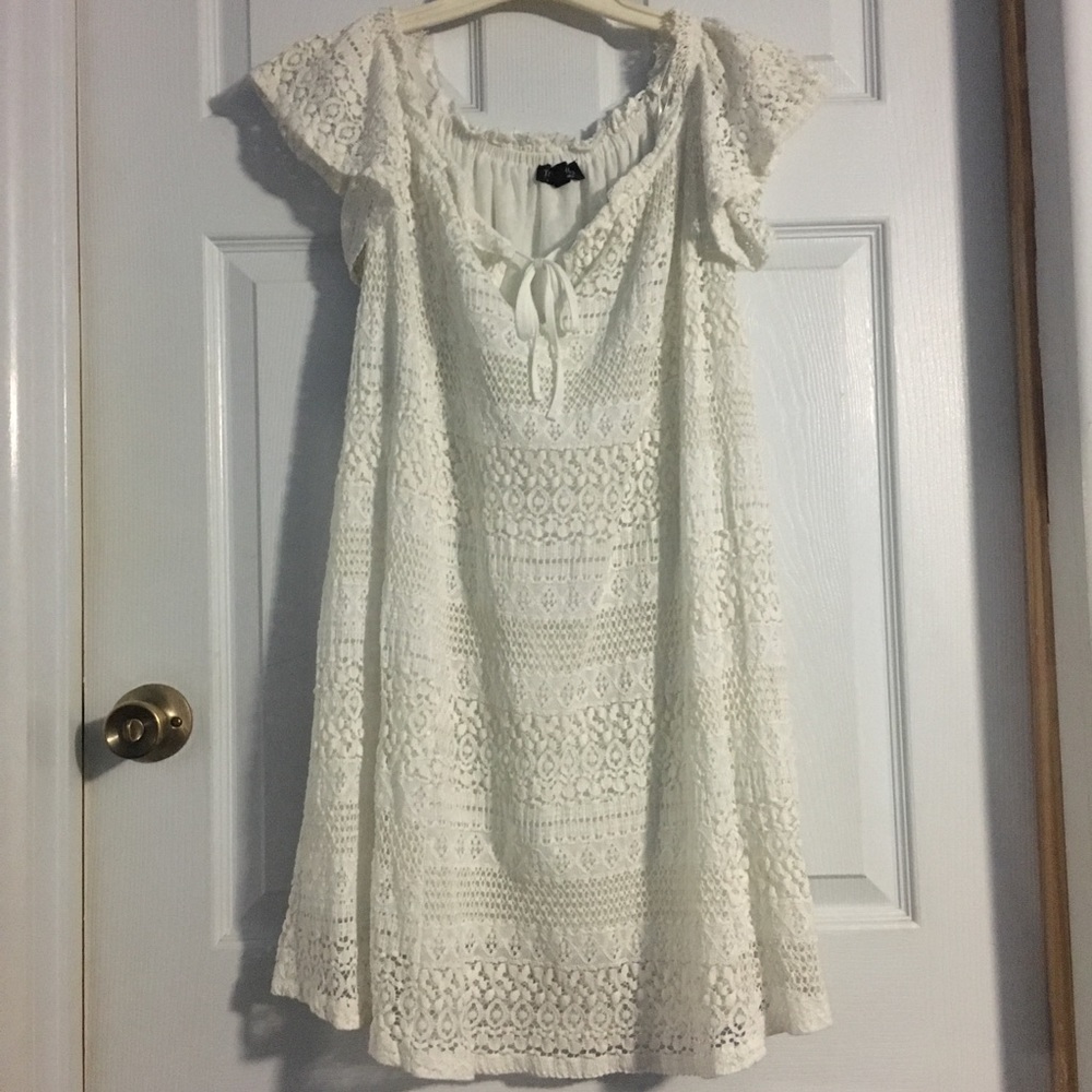 Topshop Off the Shoulder White Lace Dress Size 10